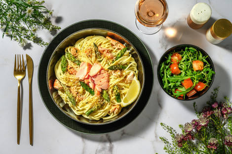 Creamy Tarragon Salmon Spaghetti