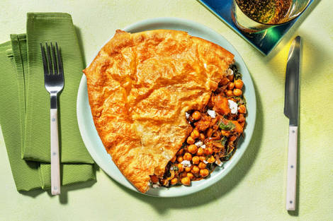 Harissa Sweet Potato and Chickpea Pie