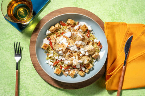 Spiced Cauliflower and Chicken on Zhoug Couscous