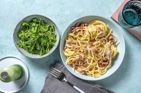 Carbonara Style Double Bacon Linguine