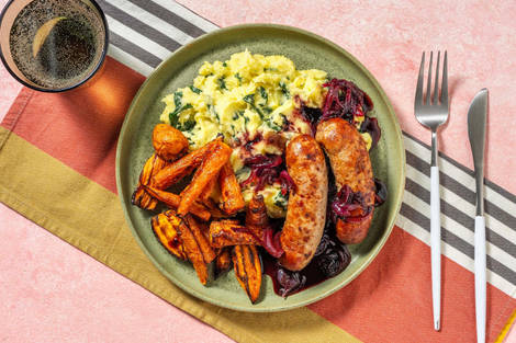 Honey Mustard Sausages and Onion Gravy