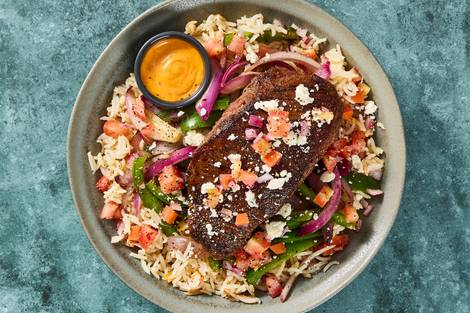 Chipotle Fajita Double Striploin Steak and Rice Bowls