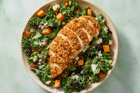 Warm Crispy Organic Chicken and Kale Salad 