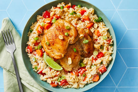 Tout-en-un : Poulet à la noix de coco collant