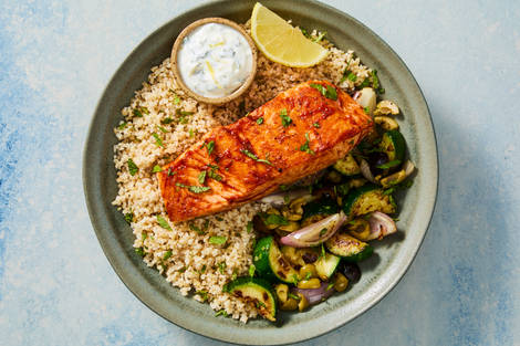 Saumon rôti au harissa