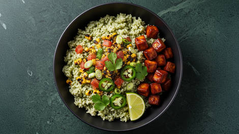 Spicy BBQ Tofu & Chimichurri Rice Bowls
