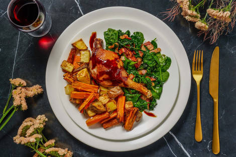 Roasted Confit Duck Leg and Red Wine Jus 