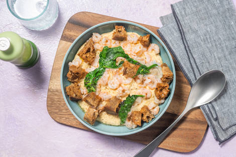 Crema di ceci al rosmarino e gamberetti