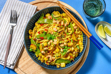 Nouilles aux navets en sauce curry-coco