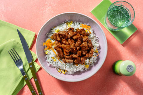 Muslo de pollo en salsa barbacoa oriental