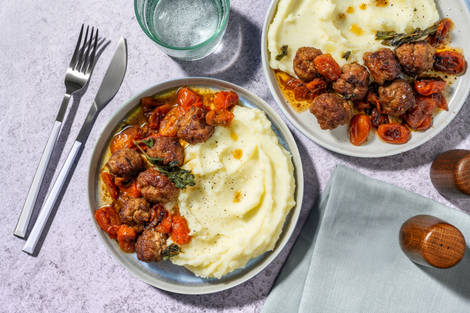 Polpette di pollo e pomodorini all'origano