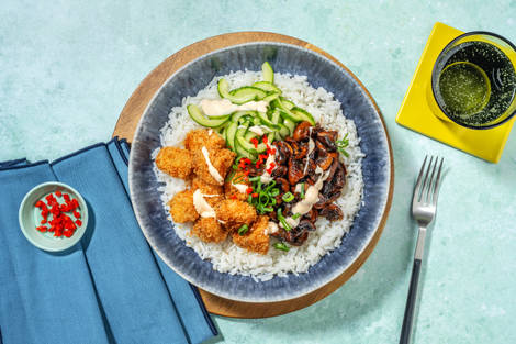 Asian Crumbed Chicken Bowl with Prawns