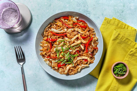 Arroz chaufa con calamar gigante salteado