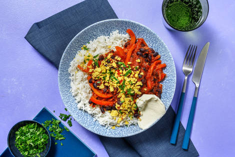 Bohnenpfanne mit Tortilla-Crunch