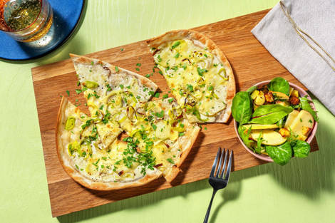 Flammkuchen met prei en mozzarella