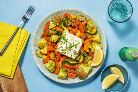 Mijoté de légumes à la marocaine et fromage à la grecque