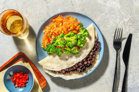 Kokos-Curry-Pfannkuchen mit Bohnenfüllung