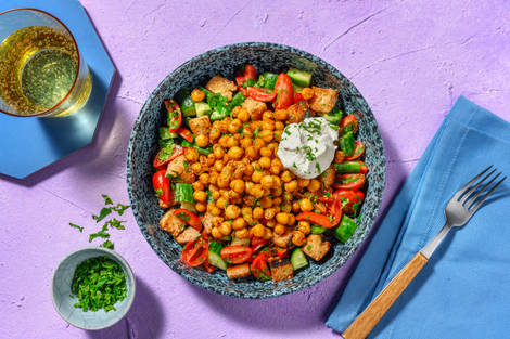 Fattoush speziato di ceci e ricotta
