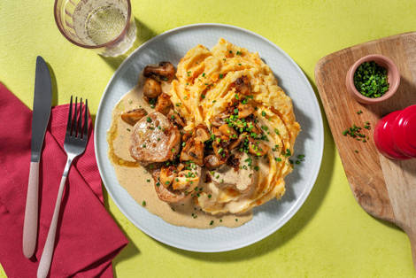 Stekt fläskytterfilé i gräslökssås