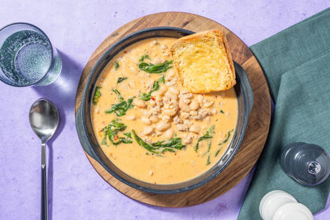 One Pot Sausage, Mushroom and Bean Cassoulet