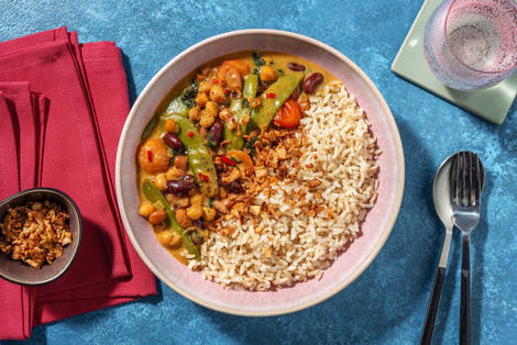 Pikante kokoscurry met bonen