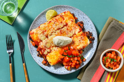 Vegetarische enchilada's met kaas en zure room
