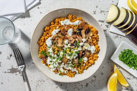 Bulgur met ras el hanout en gebakken groenten