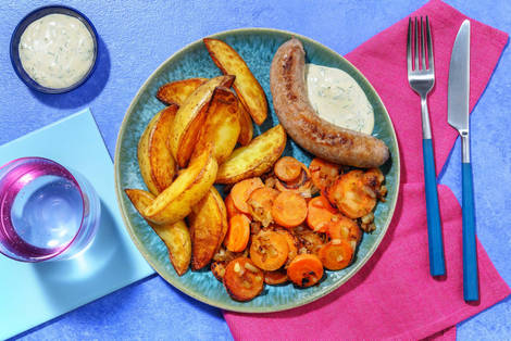 Saucisse fermière et pommes de terre sautées 