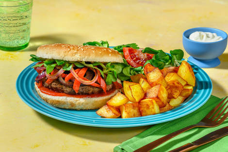 Burger au poivron pointu et ketchup fumé 