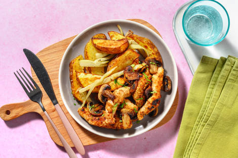 Scaloppine di lonza ai funghi champignon