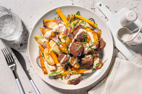 Falafel met geroosterde groenten