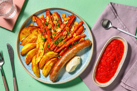 Saucisse de porc marjolaine-ail et pommes de terre