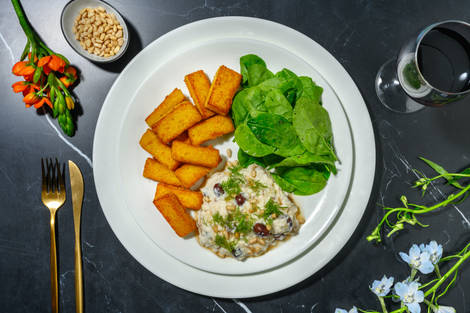 Merluzzo mantecato ai pinoli e olive leccino