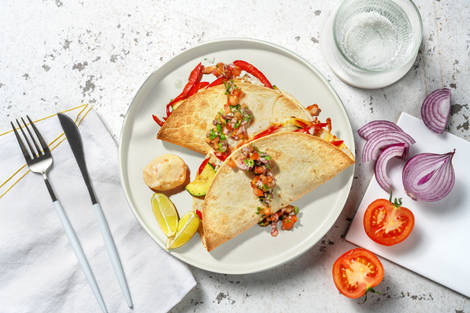 Quesadillas végétariennes au Red Leicester