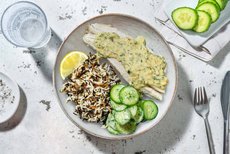 Skandi-Seehecht in Sahne-Senf-Soße