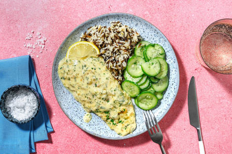 Skandi-Seehecht in Rahm-Senf-Sauce