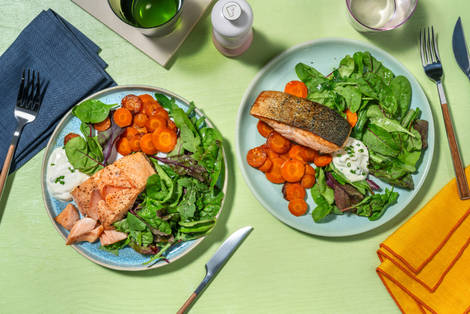 Salmone dorato e carote al burro