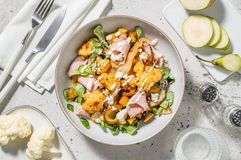 Winterlicher Blumenkohlsalat mit Schinkenspeck