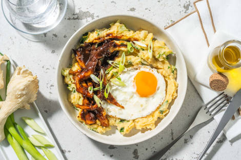 Stoemp aux épices coréennes et pleurotes laqués