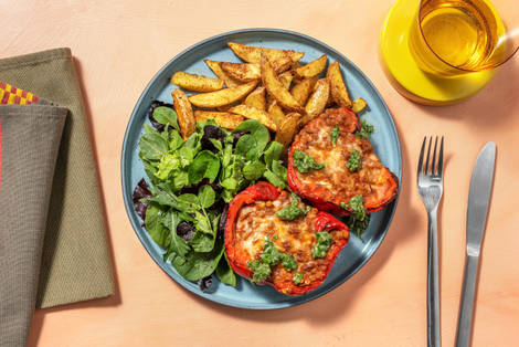 Peri Peri Spiced Stuffed Pepper and Chips