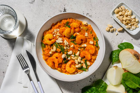Lentilles corail & crevettes au curry