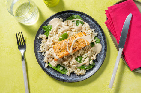 Saumon au zaatar & couscous perlé