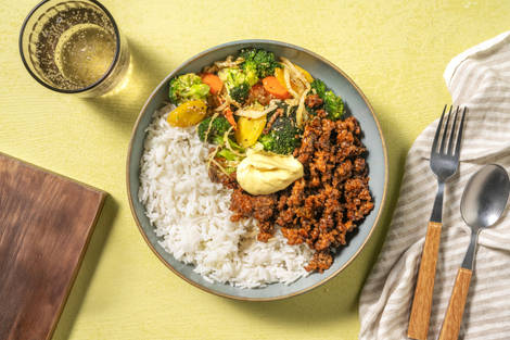 Teriyakibowl på fläskfärs