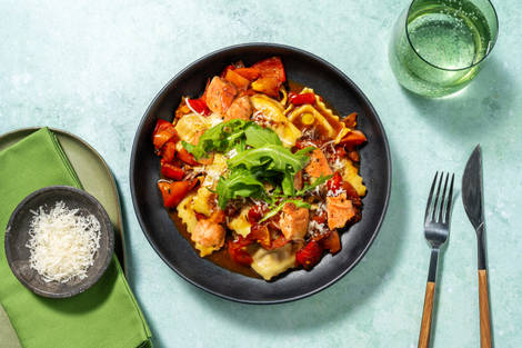 Arrabbiata Style Chicken, Spinach and Ricotta Ravioli