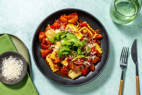 Arrabbiata Style Prawn, Spinach and Ricotta Ravioli