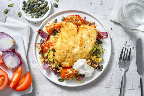 Medelhavsinspirerad spröd vit fisk