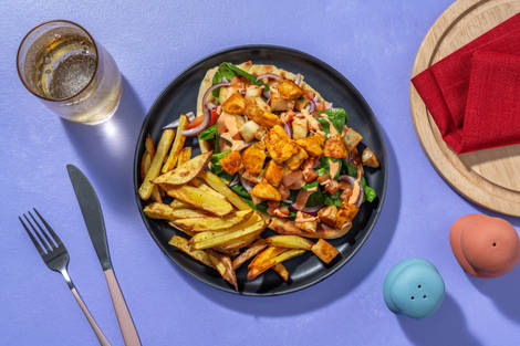 Souvlaki Inspired Chicken and Halloumi Flatbreads