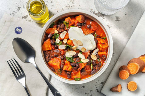 Black Bean and Sweet Potato Harissa Stew