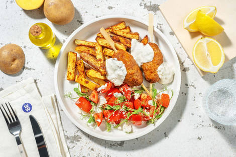 Chermoula Pork Koftas and Lemon Fries