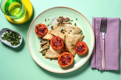 Piadina de tortilla aux émincés de poulet